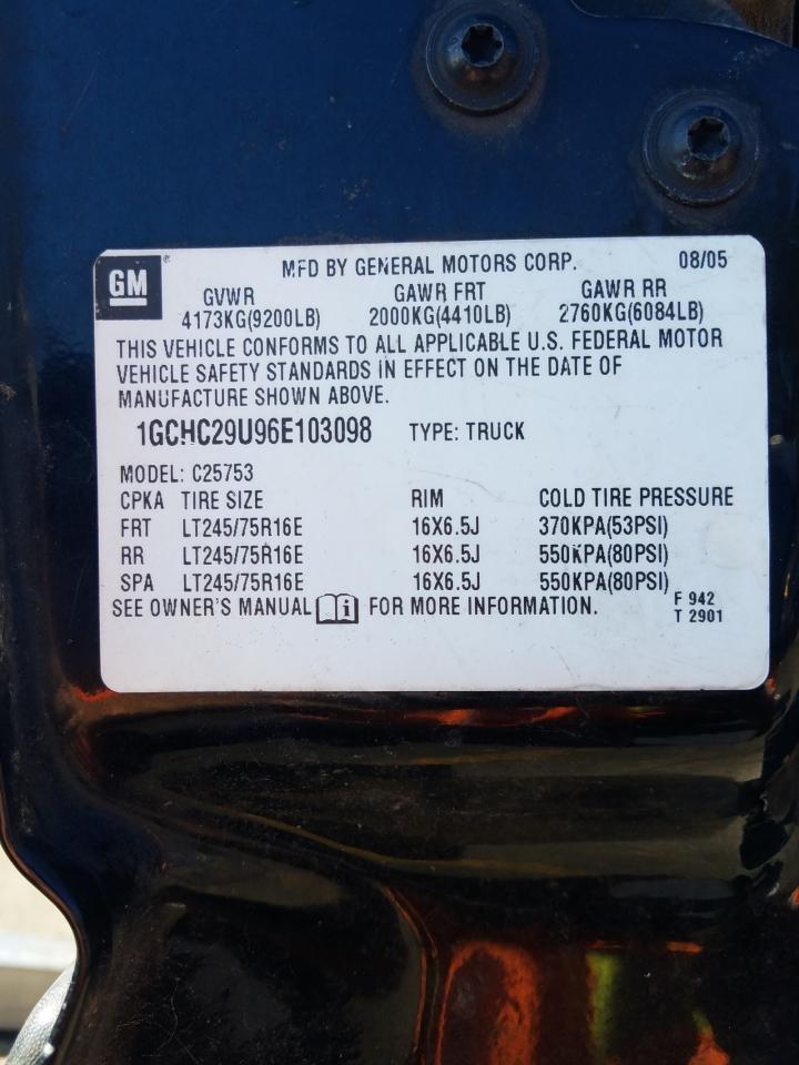Photo 10 from auction – 2006 CHEVROLET SILVERADO with VIN 1GCHC29U96E103098