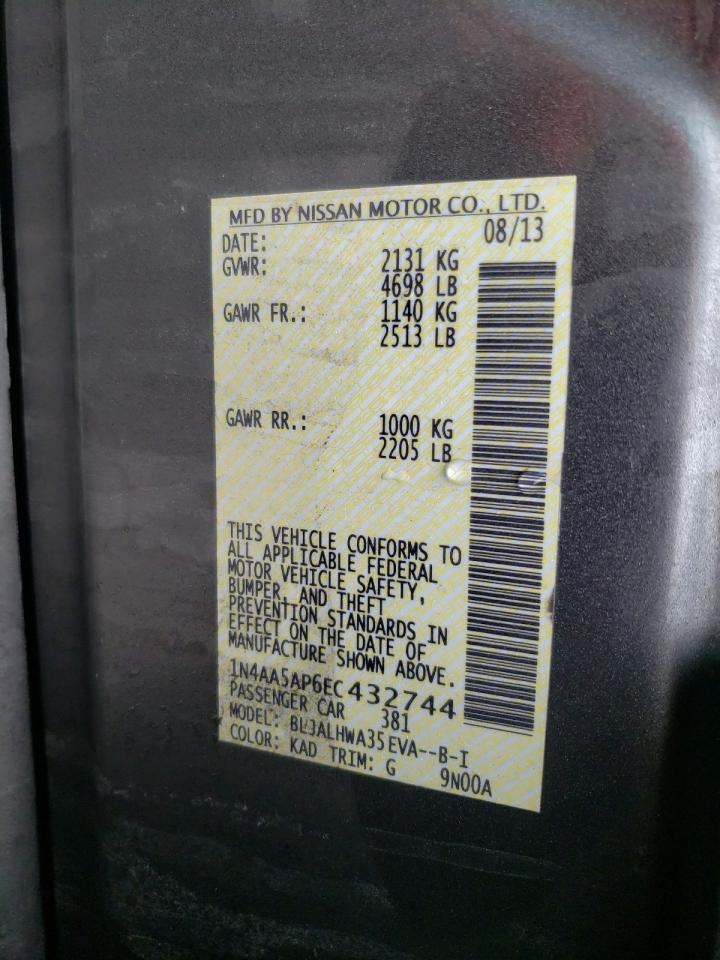 Photo 10 from auction – 2014 NISSAN MAXIMA S with VIN 1N4AA5AP6EC432744