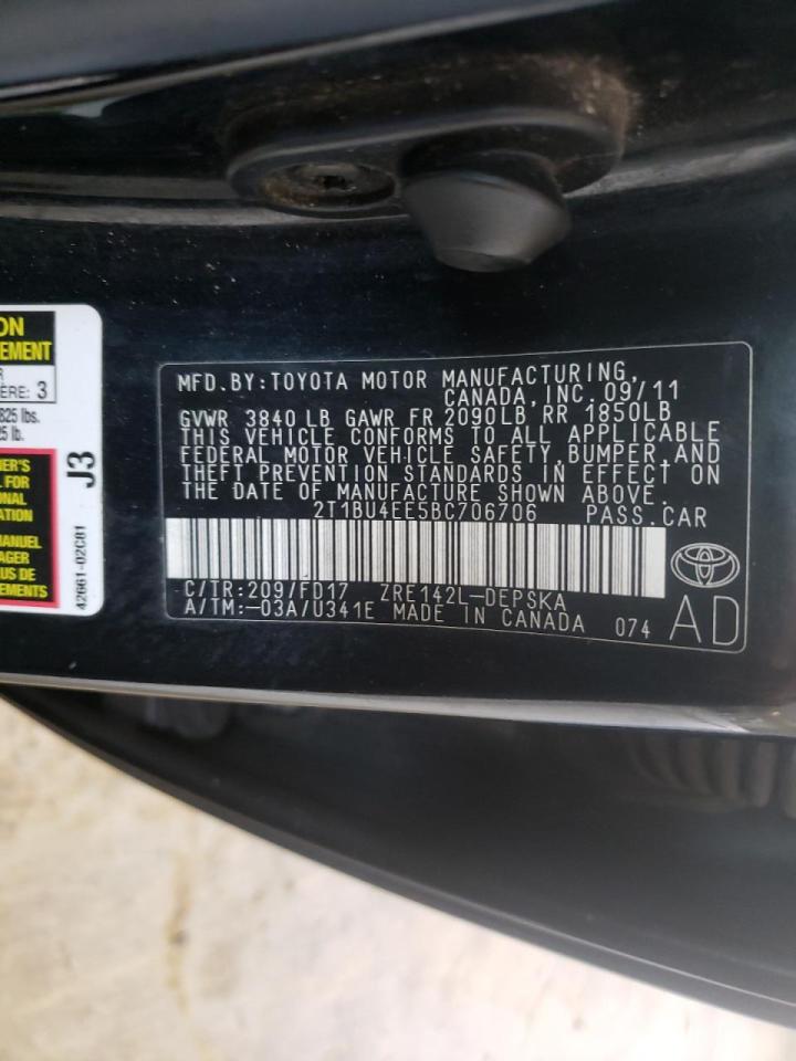 Photo 10 from auction – 2011 TOYOTA COROLLA BA with VIN 2T1BU4EE5BC706706