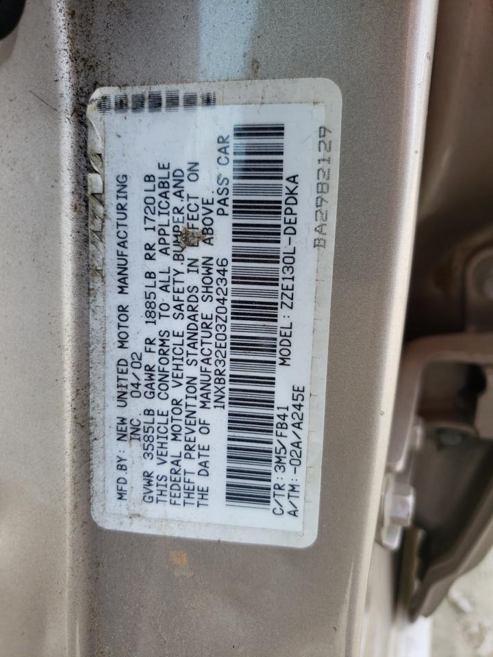 Photo 10 from auction – 2003 TOYOTA COROLLA CE with VIN 1NXBR32E03Z042346
