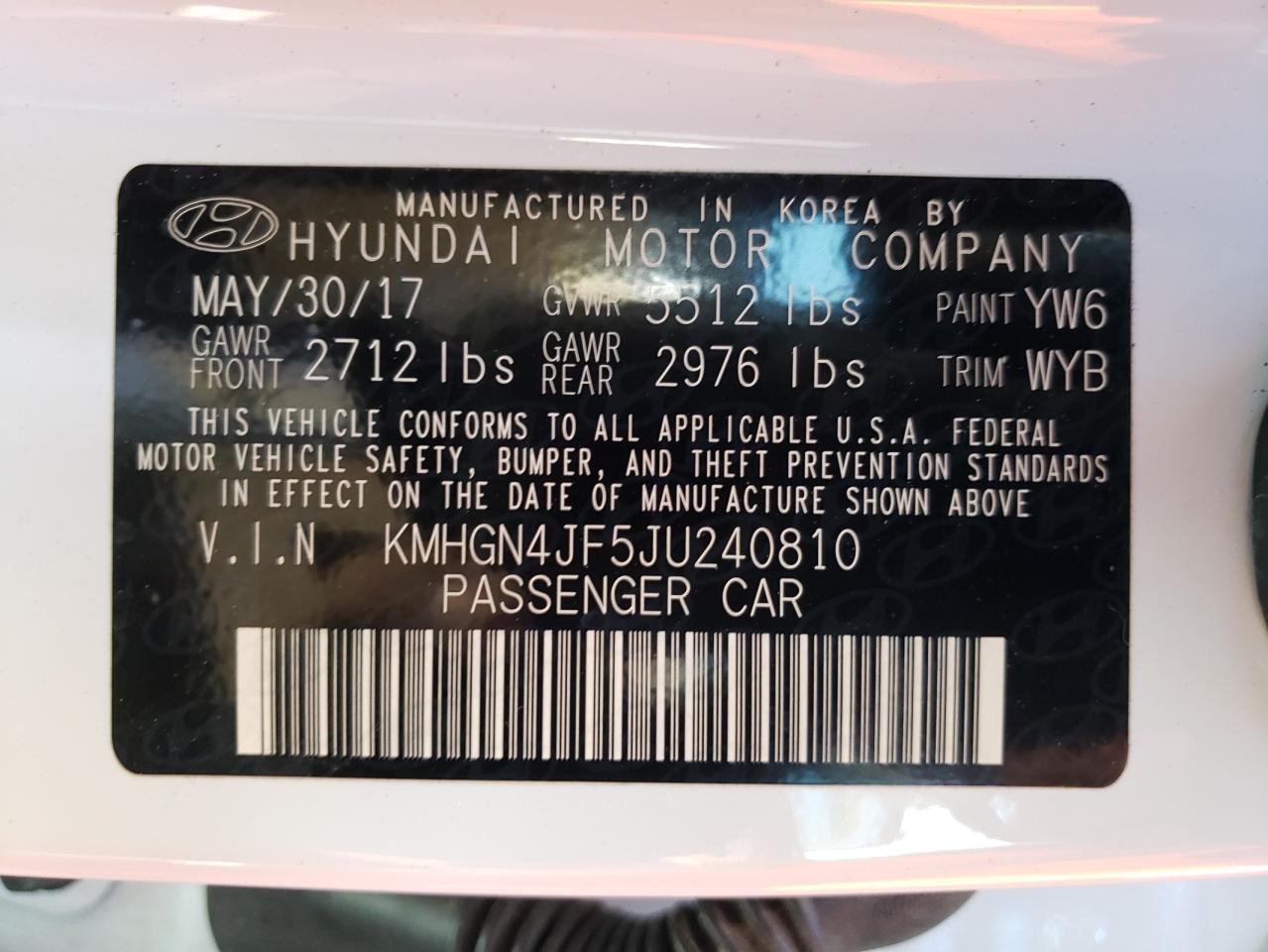 Photo 10 from auction – 2018 GENESIS G80 ULTIMA with VIN KMHGN4JF5JU240810