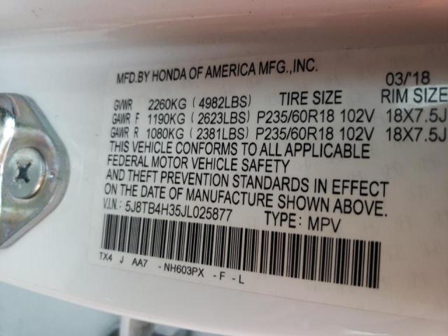 Photo 10 from auction – 2018 ACURA RDX with VIN 5J8TB4H35JL025877