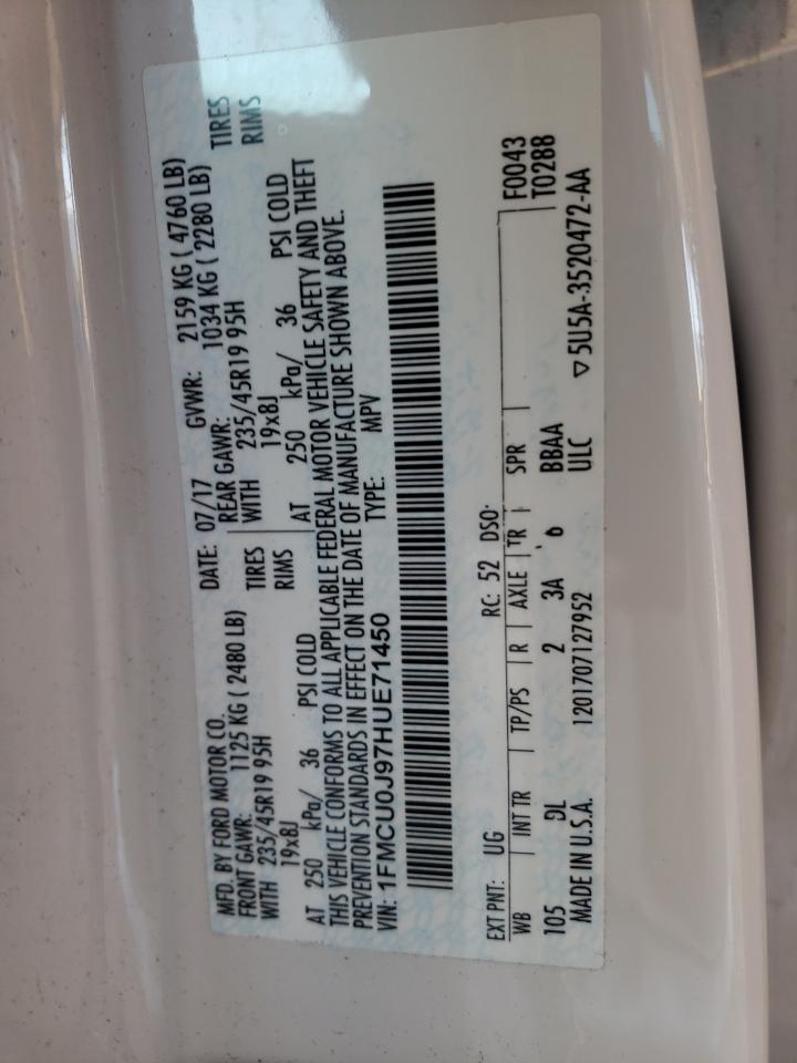 Photo 10 from auction – 2017 FORD ESCAPE TIT with VIN 1FMCU0J97HUE71450