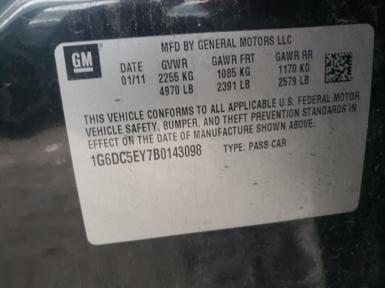 Photo 10 from auction – 2011 CADILLAC CTS with VIN 1G6DC5EY7B0143098