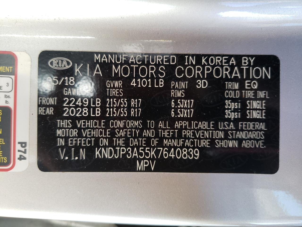Photo 10 from auction – 2019 KIA SOUL + with VIN KNDJP3A55K7640839