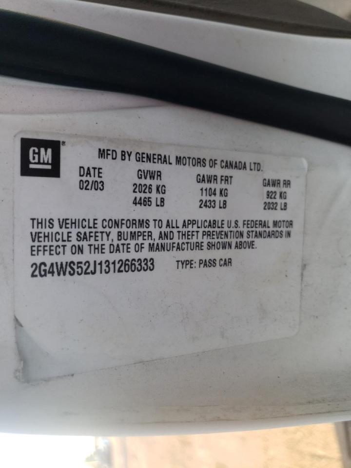 Photo 10 from auction – 2003 BUICK CENTURY CU with VIN 2G4WS52J131266333