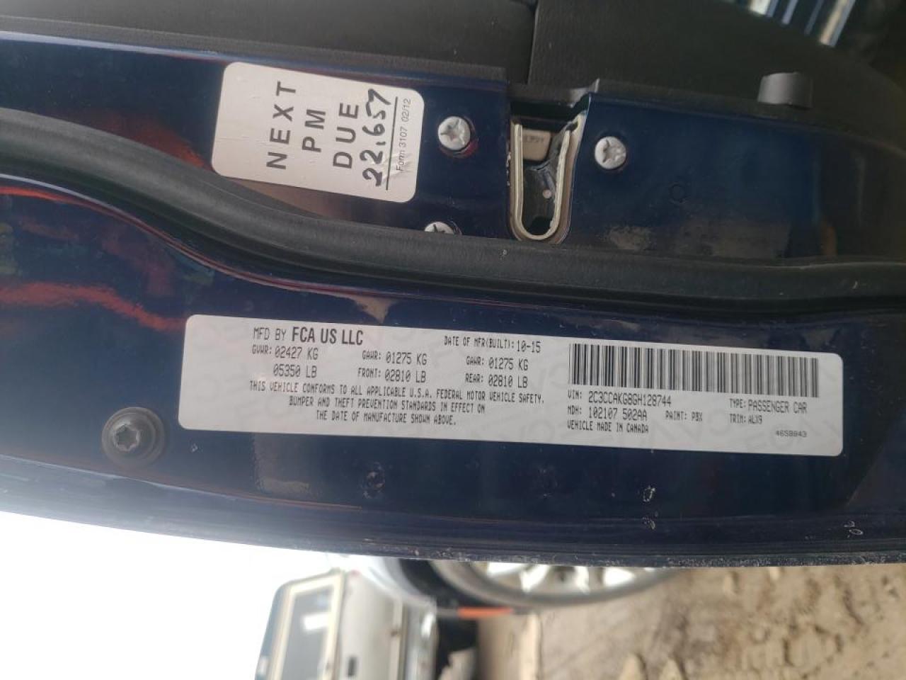 Photo 10 from auction – 2016 CHRYSLER 300C with VIN 2C3CCAKG8GH128744
