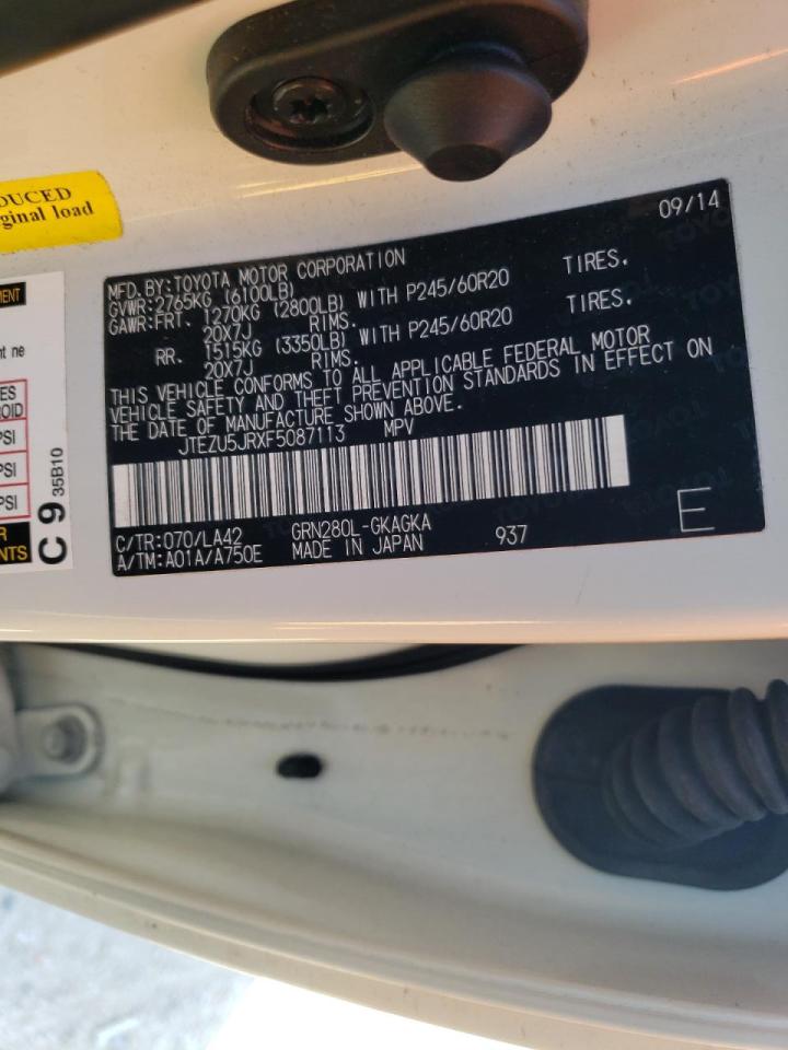 Photo 10 from auction – 2015 TOYOTA 4RUNNER SR with VIN JTEZU5JRXF5087113