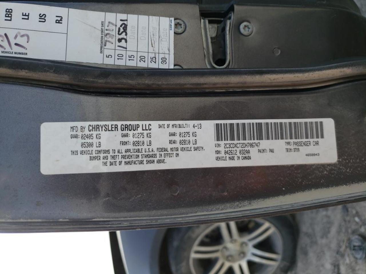 Photo 10 from auction – 2013 DODGE CHARGER R/ with VIN 2C3CDXCT2DH706747
