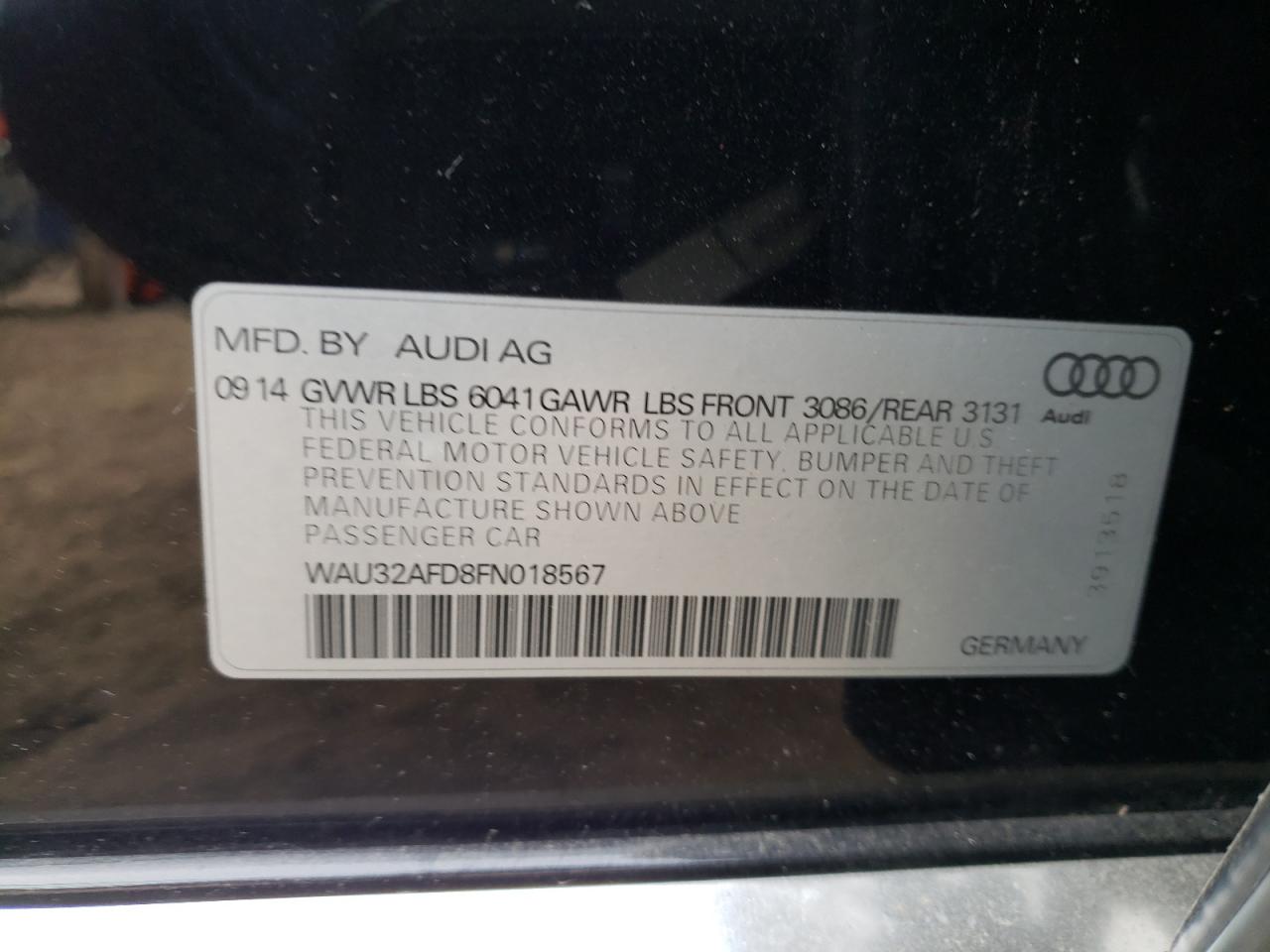 Photo 10 from auction – 2015 AUDI A8 L QUATT with VIN WAU32AFD8FN018567