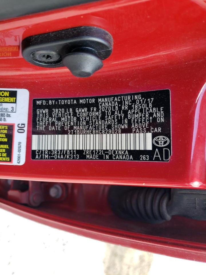 Photo 10 from auction – 2017 TOYOTA COROLLA L with VIN 2T1BURHE8HC829028