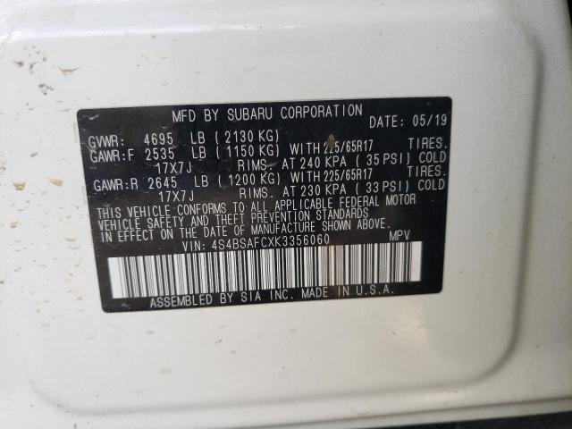 Photo 10 from auction – 2019 SUBARU OUTBACK 2. with VIN 4S4BSAFCXK3356060