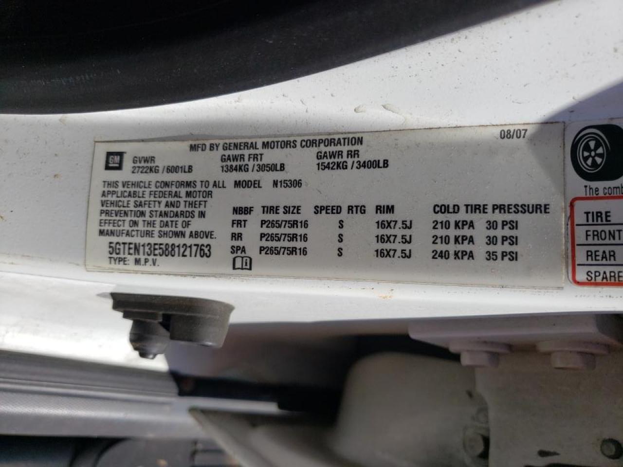 Photo 10 from auction – 2008 HUMMER H3 with VIN 5GTEN13E588121763