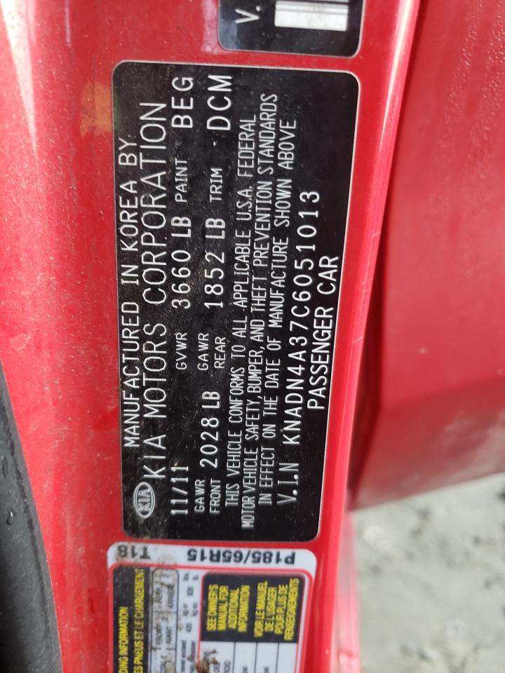 Photo 10 from auction – 2012 KIA RIO EX with VIN KNADN4A37C6051013