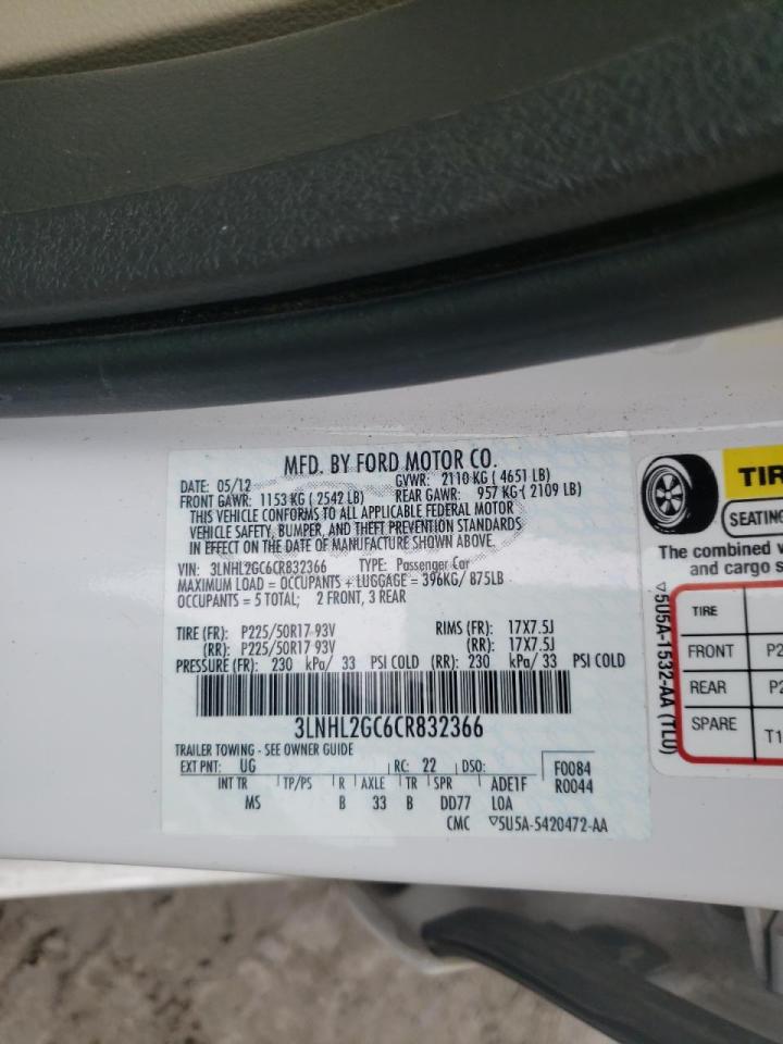 Photo 10 from auction – 2012 LINCOLN MKZ with VIN 3LNHL2GC6CR832366