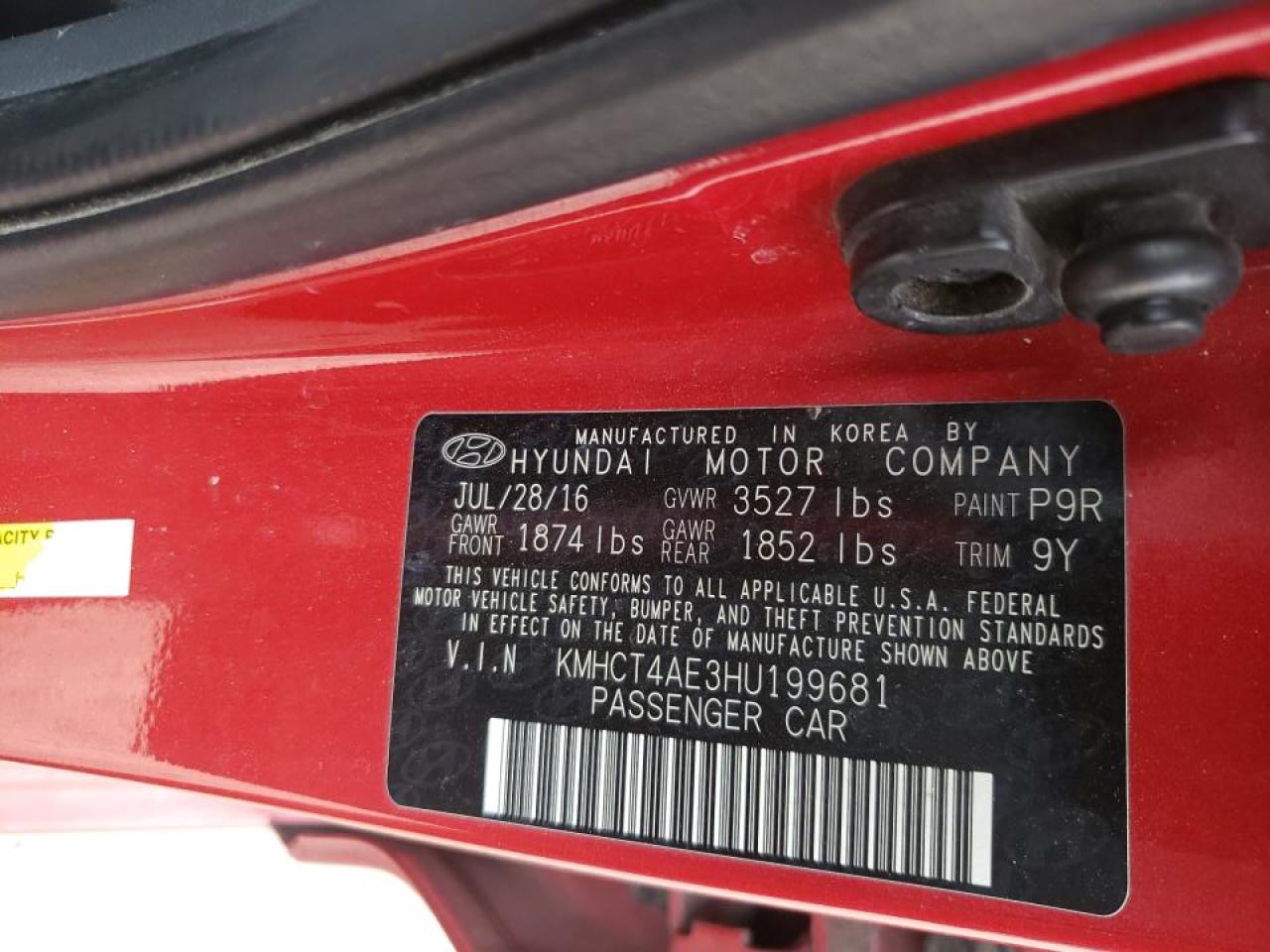 Photo 10 from auction – 2017 HYUNDAI ACCENT SE with VIN KMHCT4AE3HU199681