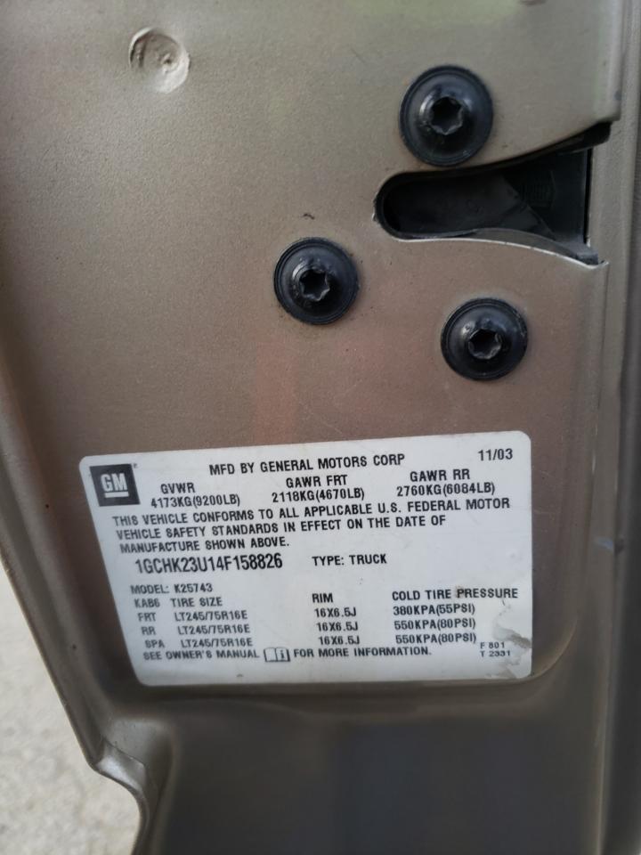 Photo 10 from auction – 2004 CHEVROLET 1500 with VIN 1GCHK23U14F158826