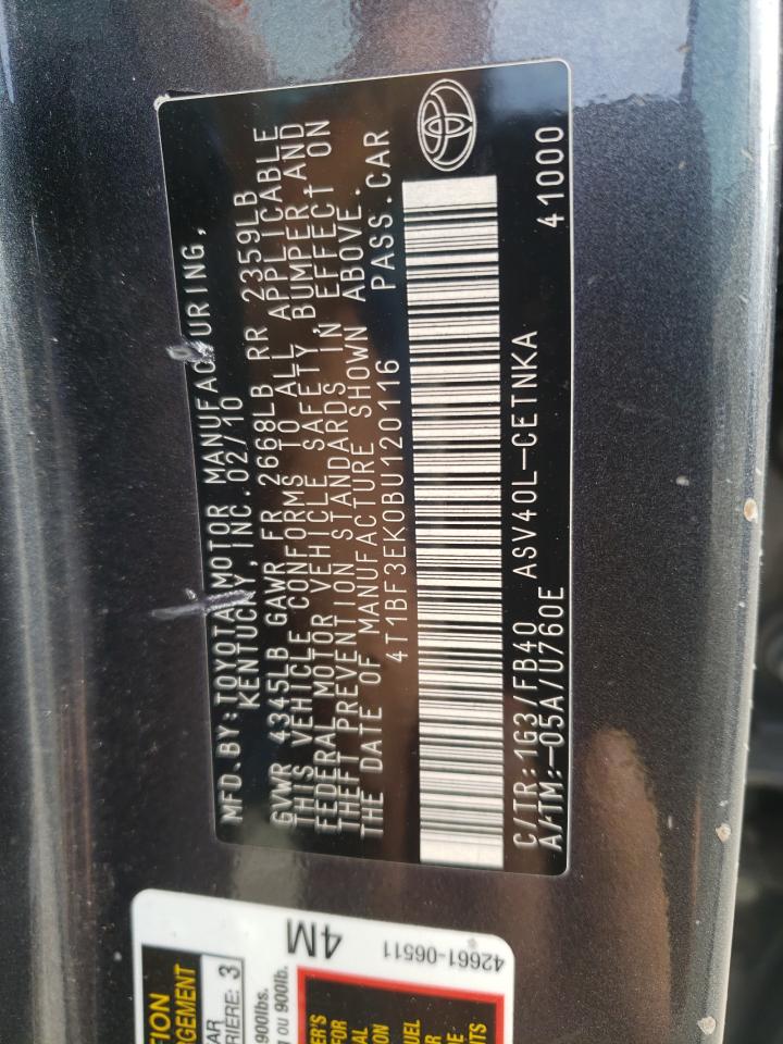 Photo 10 from auction – 2011 TOYOTA CAMRY BASE with VIN 4T1BF3EK0BU120116