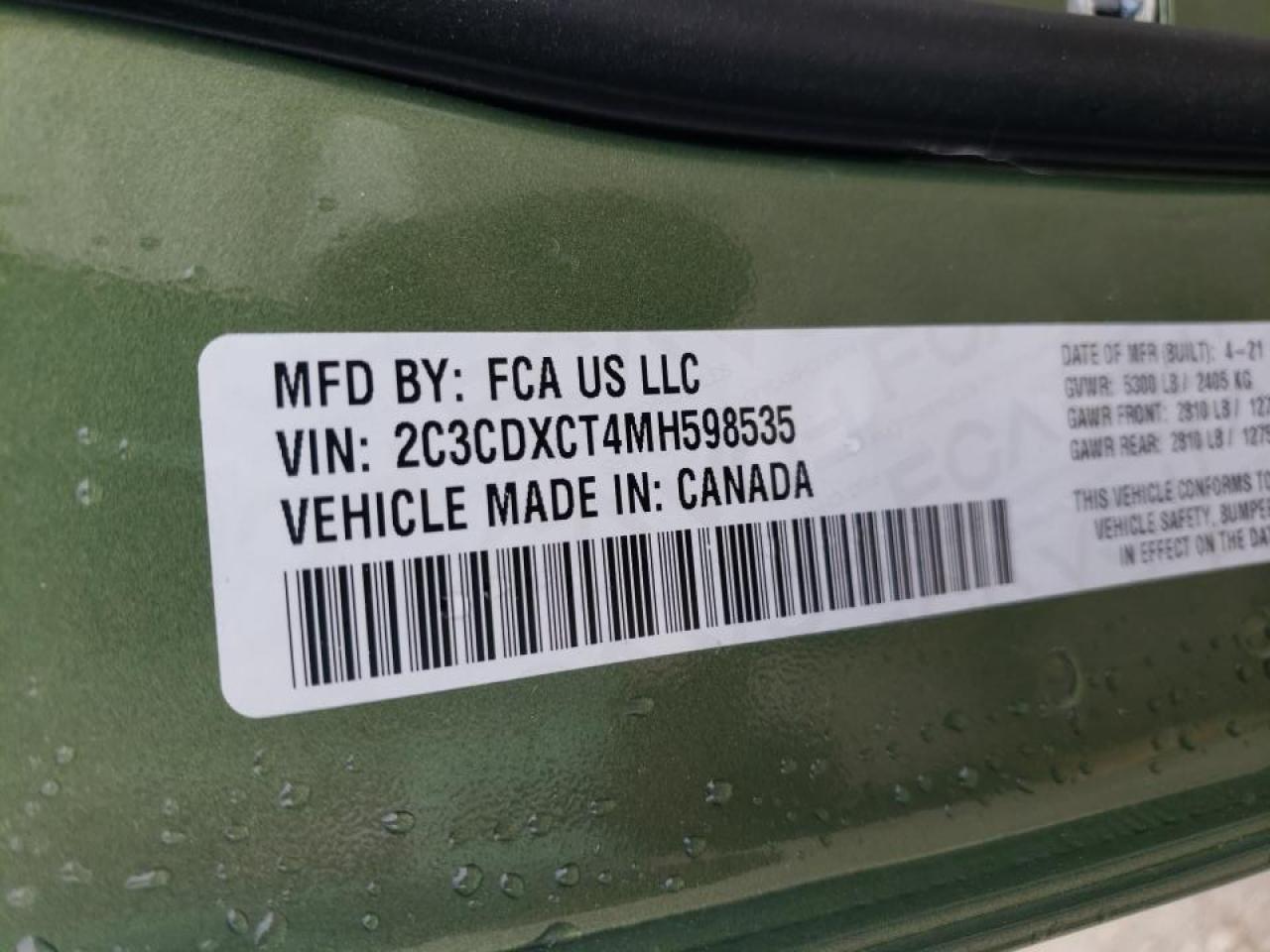 Photo 10 from auction – 2021 DODGE CHARGER R/ with VIN 2C3CDXCT4MH598535