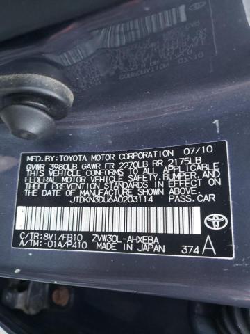Photo 10 from auction – 2010 TOYOTA PRIUS with VIN JTDKN3DU6A0203114