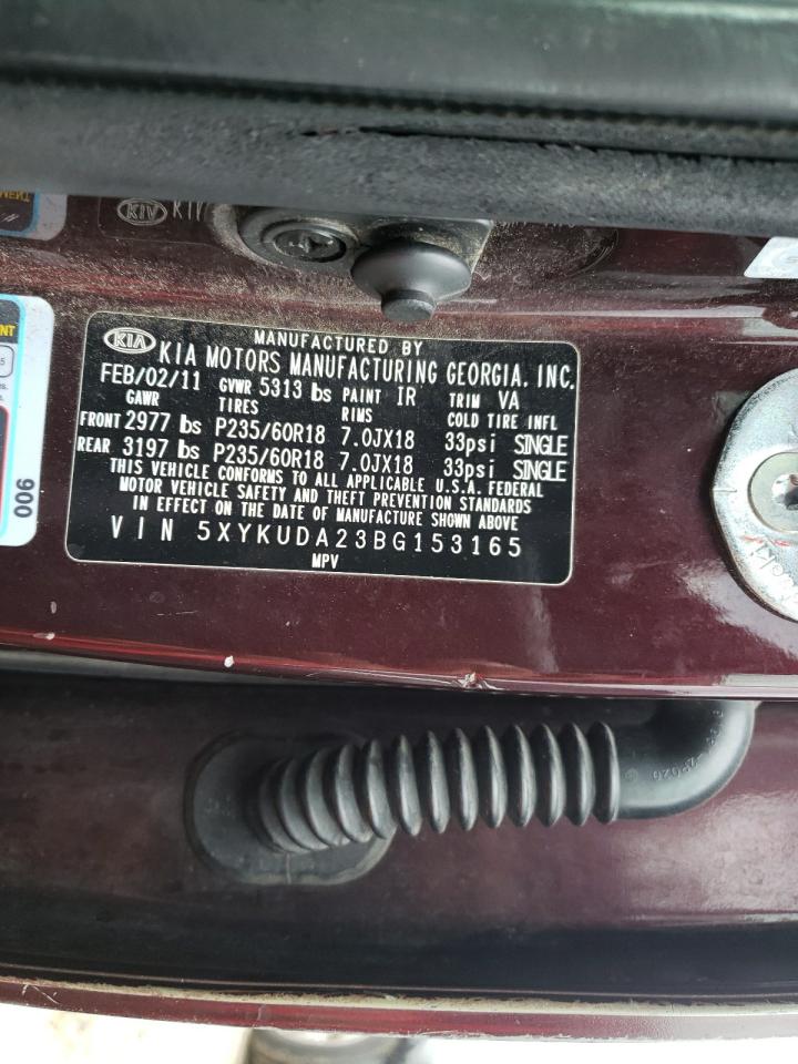 Photo 10 from auction – 2011 KIA SORENTO EX with VIN 5XYKUDA23BG153165
