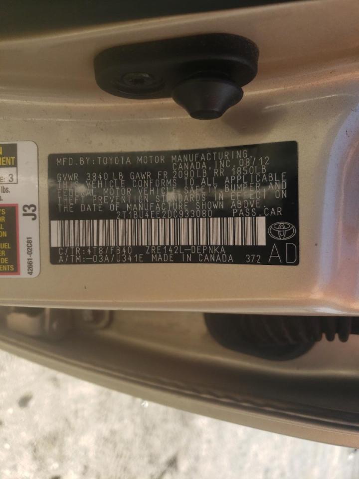 Photo 10 from auction – 2013 TOYOTA COROLLA BA with VIN 2T1BU4EE2DC933080