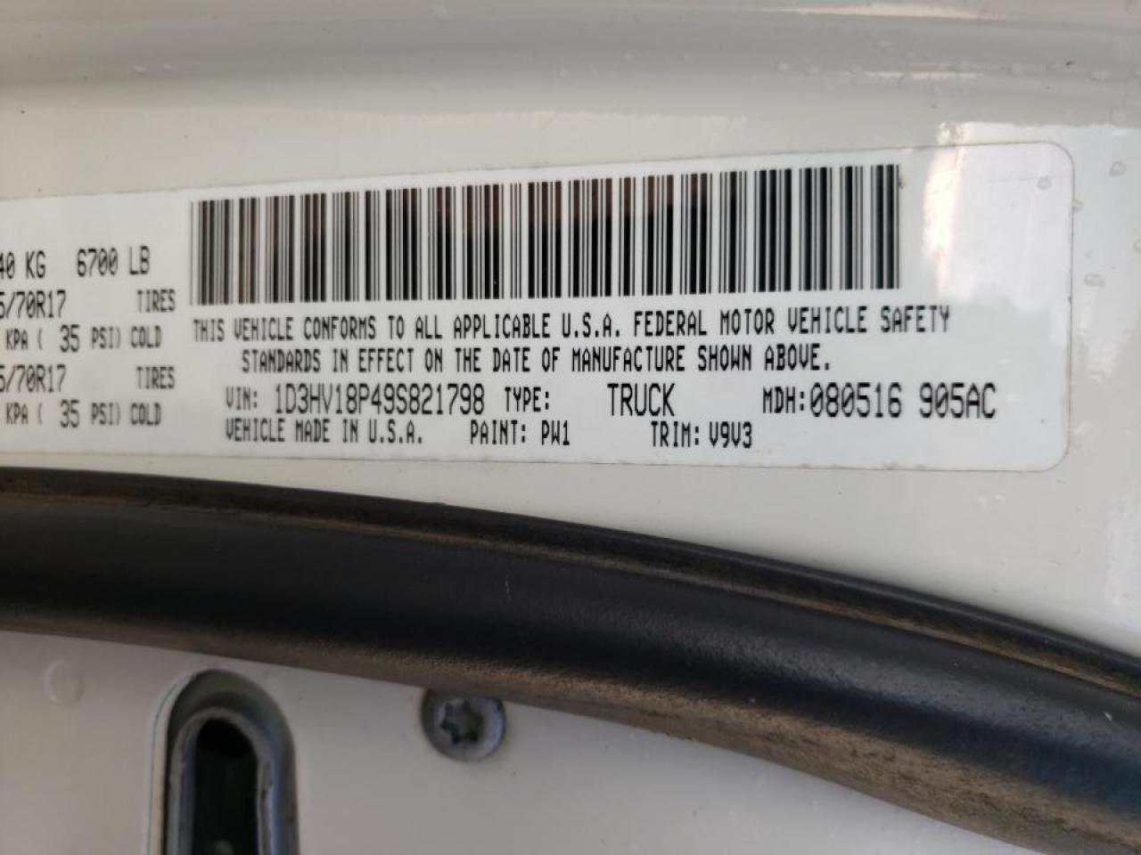 Photo 10 from auction – 2009 DODGE RAM 1500 with VIN 1D3HV18P49S821798