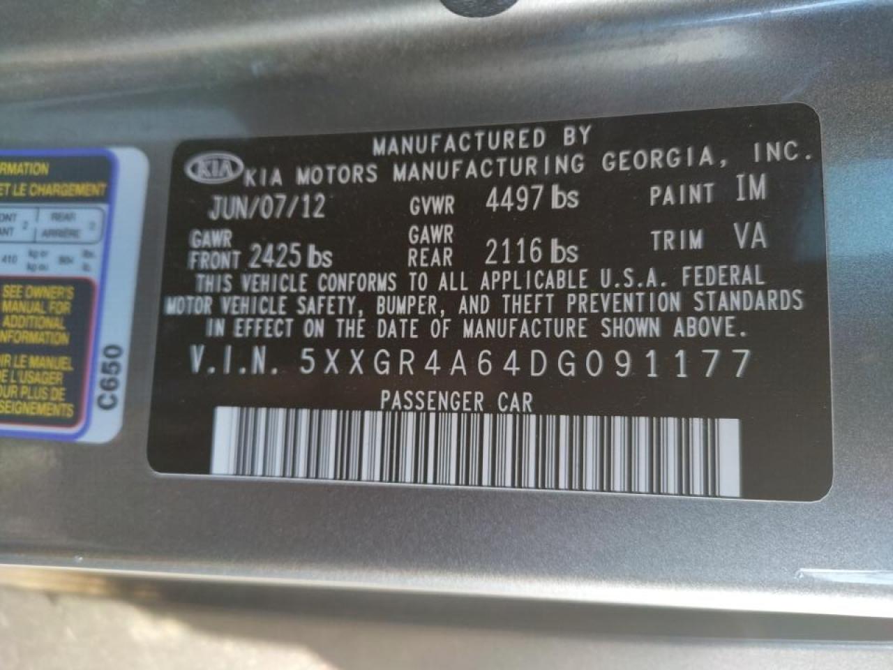 Photo 10 from auction – 2013 KIA OPTIMA SX with VIN 5XXGR4A64DG091177