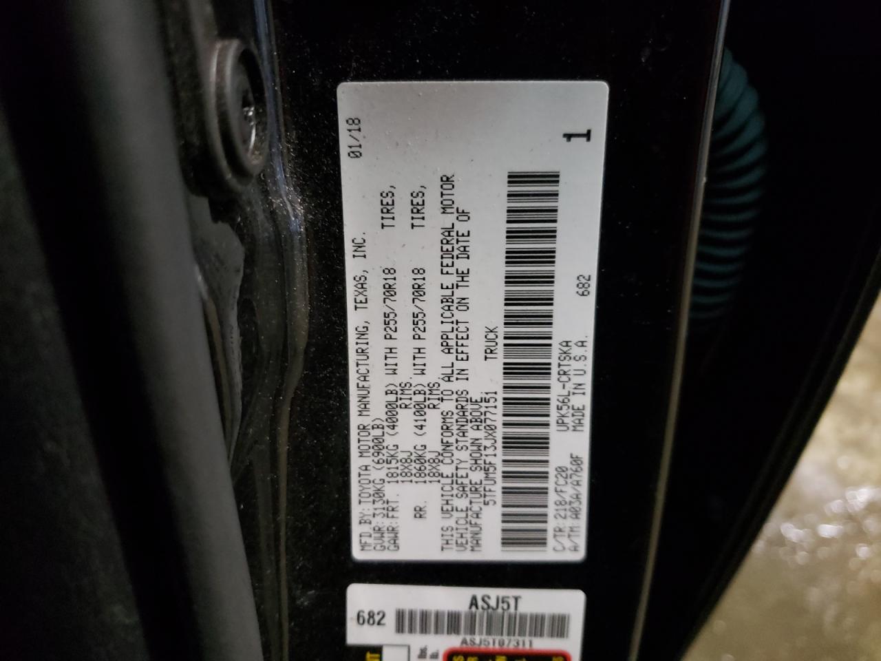 Photo 10 from auction – 2018 TOYOTA TUNDRA DOU with VIN 5TFUM5F13JX077151