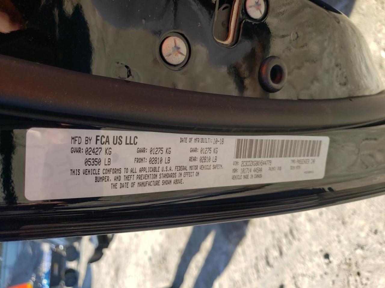 Photo 10 from auction – 2019 DODGE CHALLENGER with VIN 2C3CDZKG8KH544779