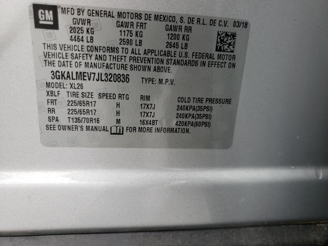 Photo 10 from auction – 2018 GMC TERRAIN SL with VIN 3GKALMEV7JL320836