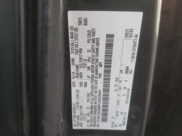 Photo 10 from auction – 2015 FORD ESCAPE SE with VIN 1FMCU9G95FUA53543