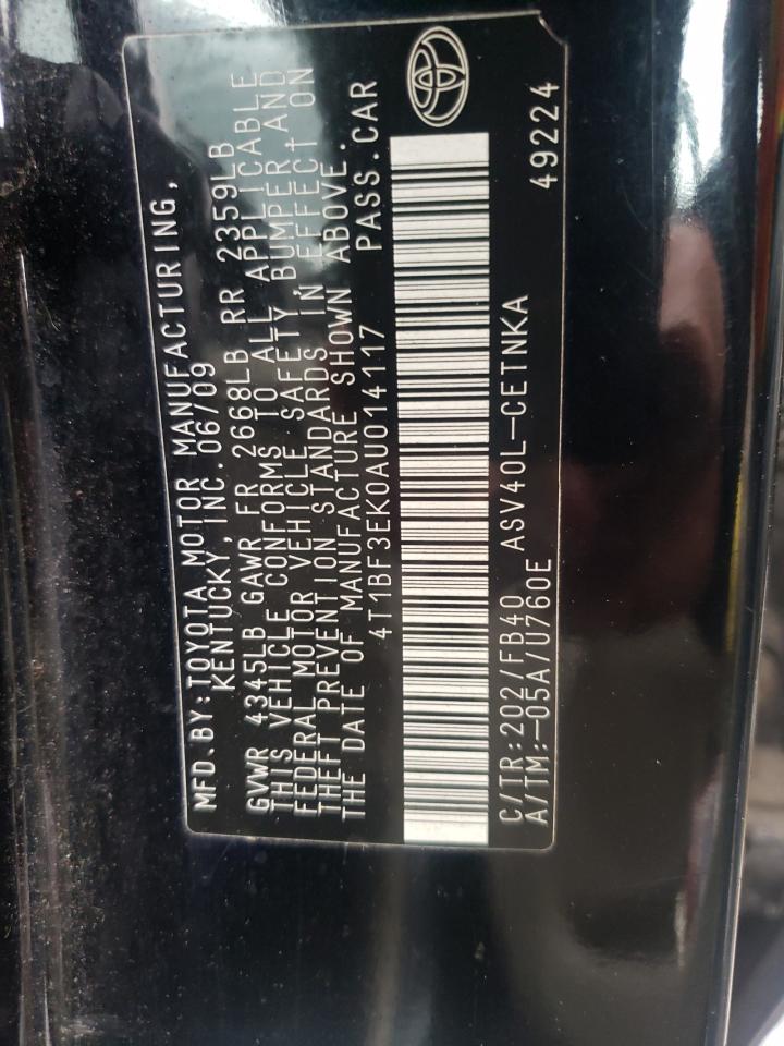 Photo 10 from auction – 2010 TOYOTA CAMRY BASE with VIN 4T1BF3EK0AU014117