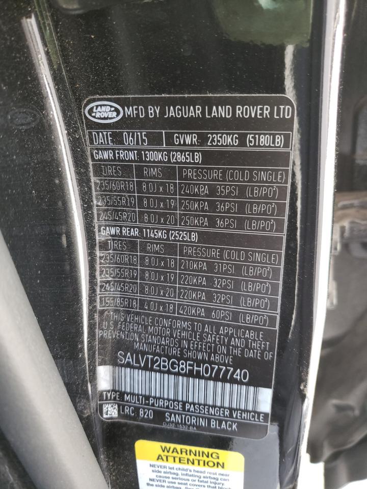 Zdjęcie 10 z aukcji – 2015 LAND ROVER RANGE ROVE z VIN SALVT2BG8FH077740