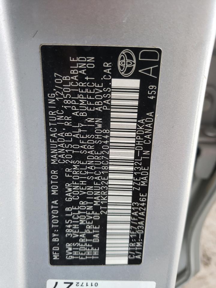 Photo 10 from auction – 2008 TOYOTA COROLLA MA with VIN 2T1KR32E18C720448
