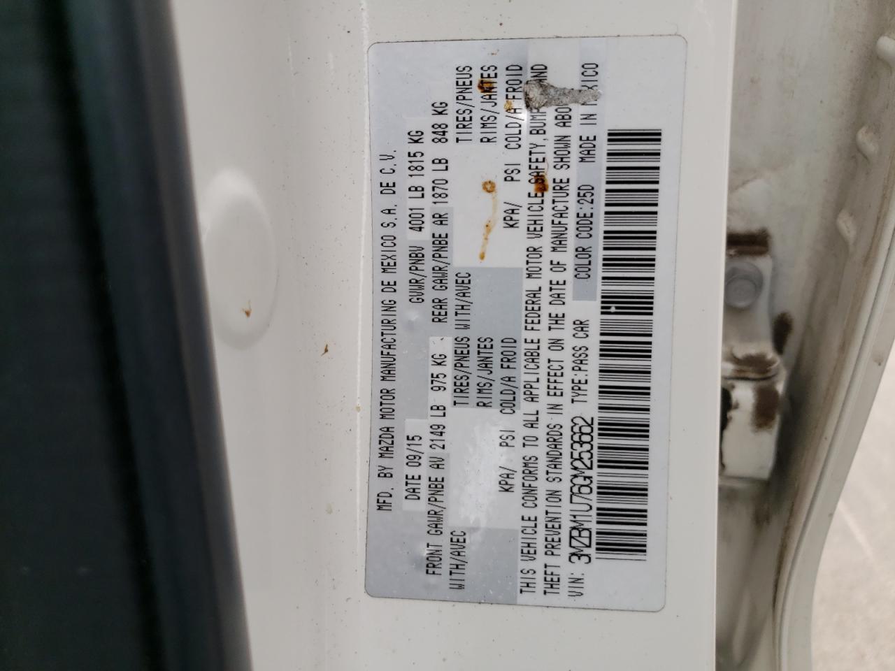 Photo 10 from auction – 2016 MAZDA 3 SPORT with VIN 3MZBM1U76GM253662
