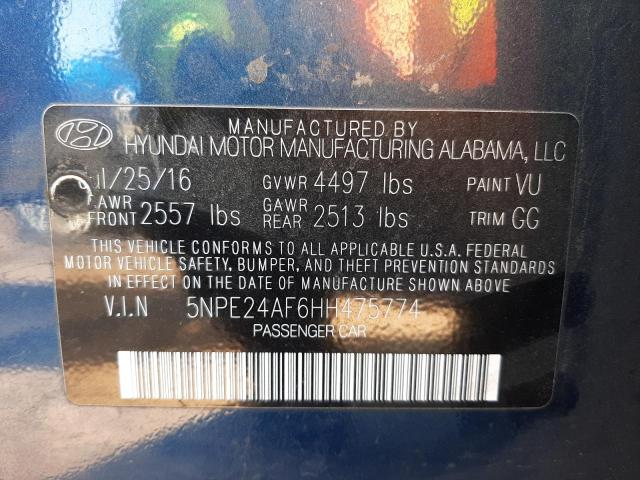 Photo 10 from auction – 2017 HYUNDAI SONATA SE with VIN 5NPE24AF6HH475774
