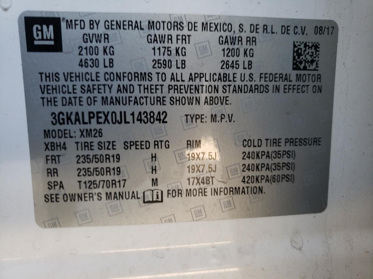 Photo 10 from auction – 2018 GMC TERRAIN SL with VIN 3GKALPEX0JL143842