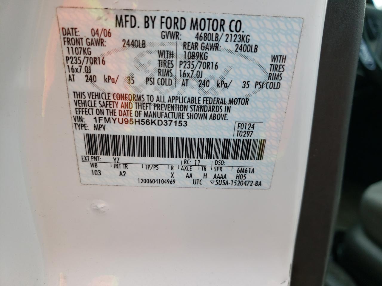 Photo 10 from auction – 2006 FORD ESCAPE HEV with VIN 1FMYU95H56KD37153