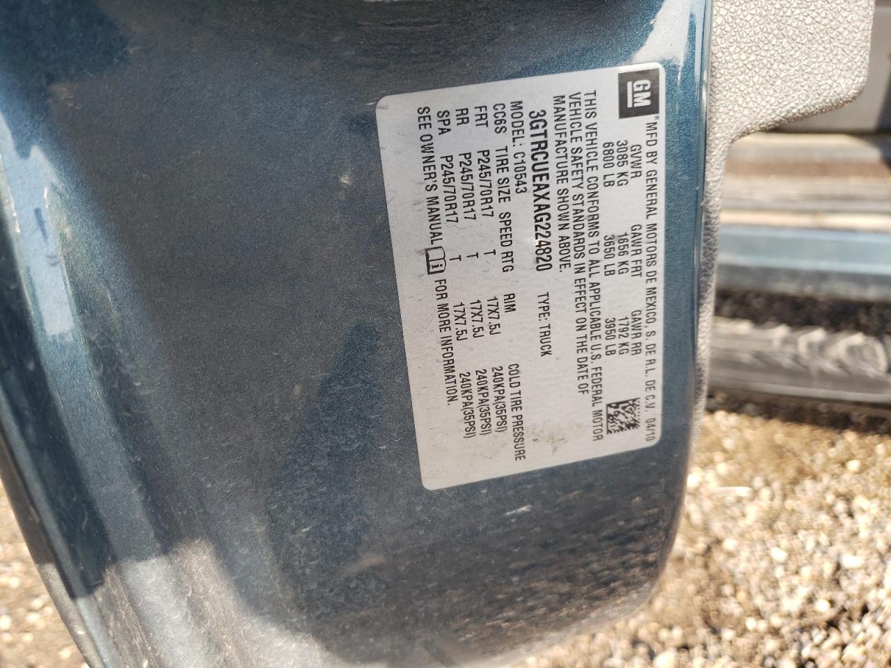 Photo 10 from auction – 2010 GMC SIERRA C15 with VIN 3GTRCUEAXAG224820