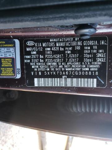 Photo 10 from auction – 2012 KIA SORENTO BA with VIN 5XYKT3A67CG308818
