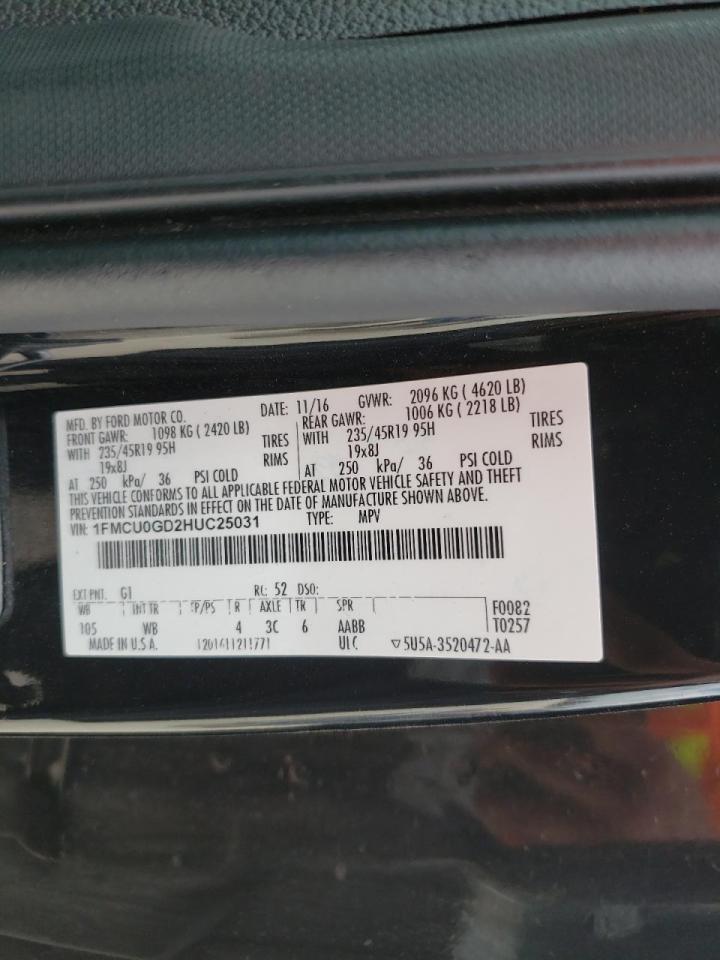 Photo 10 from auction – 2017 FORD ESCAPE SE with VIN 1FMCU0GD2HUC25031