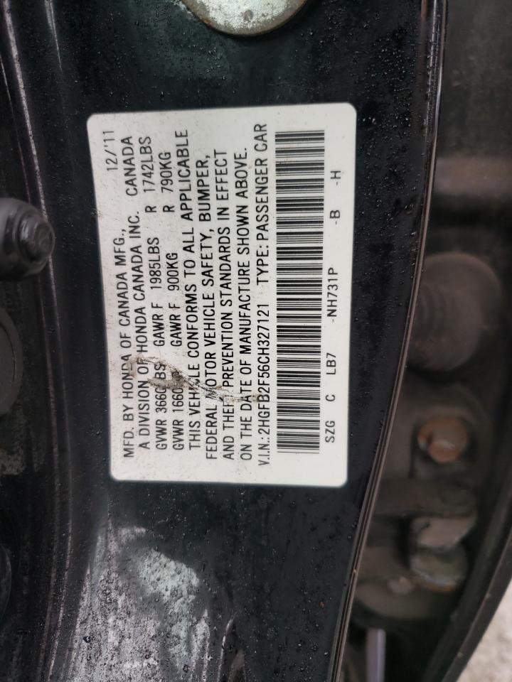 Photo 10 from auction – 2012 HONDA CIVIC with VIN 2HGFB2F56CH327121