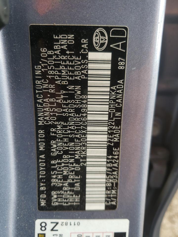 Foto 10 de la subasta – 2007 TOYOTA COROLLA MA con VIN 2T1KR30EX7C649848