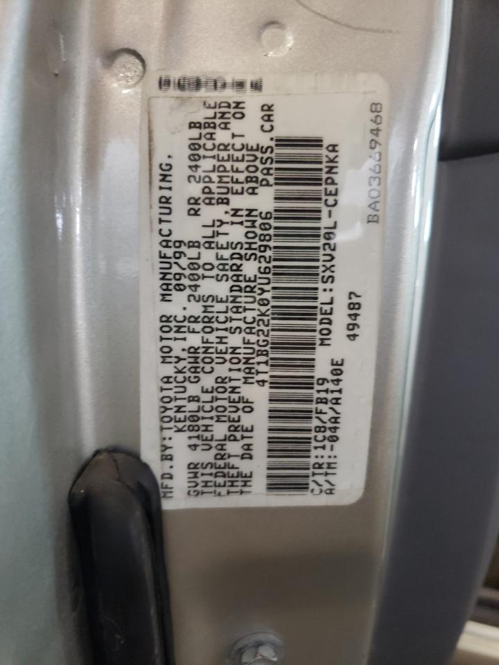 Photo 10 from auction – 2000 TOYOTA CAMRY CE with VIN 4T1BG22K0YU629806