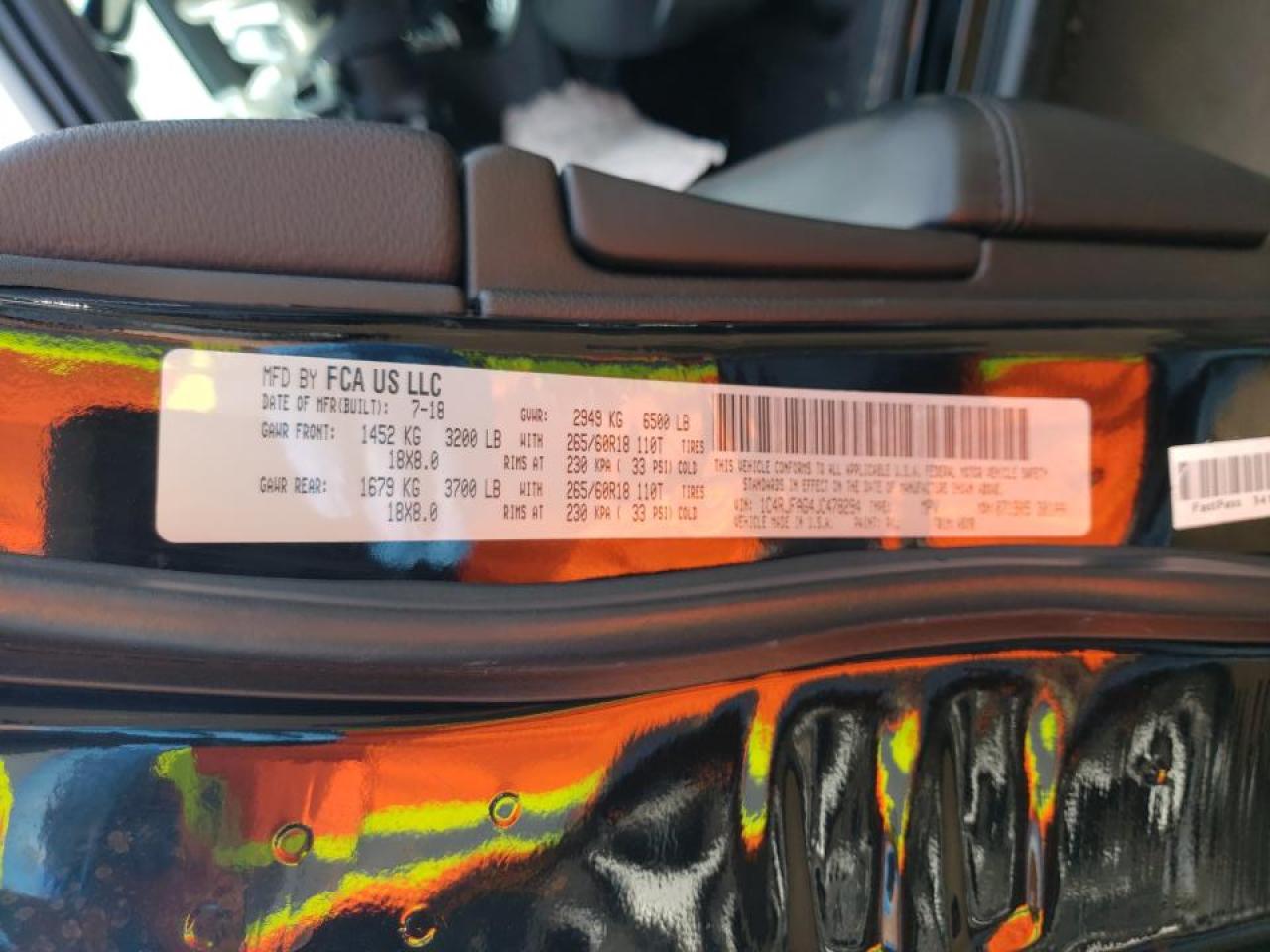 Photo 10 from auction – 2018 JEEP GRAND CHER with VIN 1C4RJFAG4JC478294