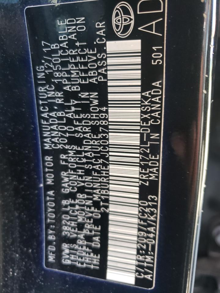 Photo 10 from auction – 2018 TOYOTA COROLLA L with VIN 2T1BURHE7JC037894