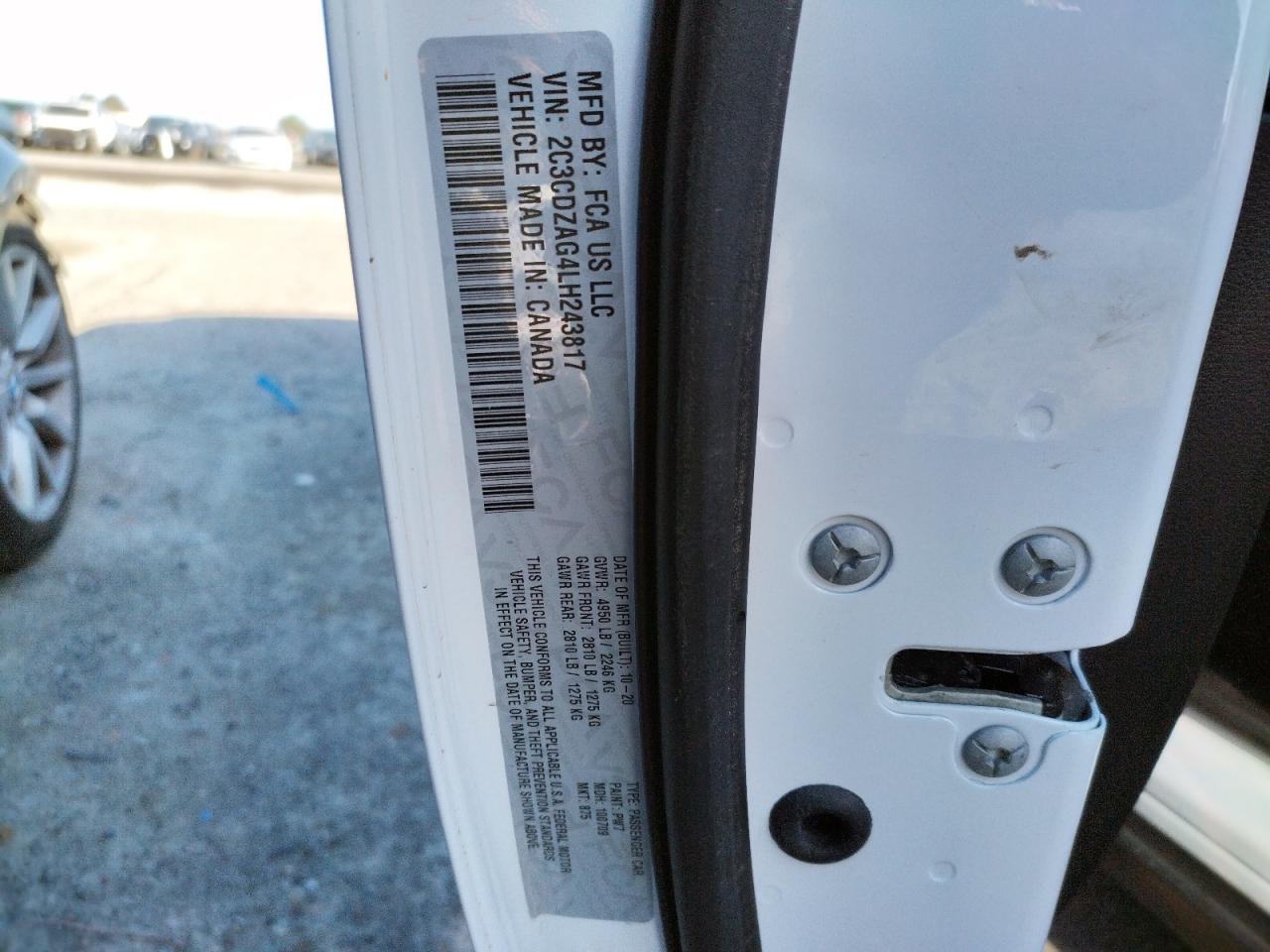 Photo 10 from auction – 2020 DODGE CHALLENGER with VIN 2C3CDZAG4LH243817