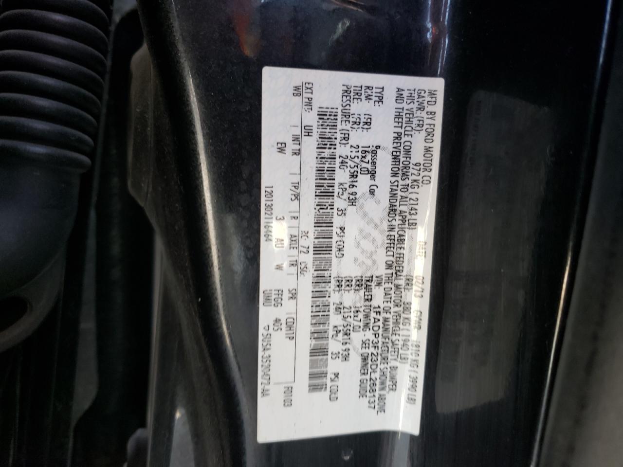Photo 10 from auction – 2013 FORD FOCUS SE with VIN 1FADP3F23DL268137