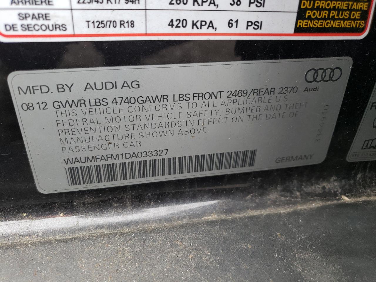 Photo 10 from auction – 2013 AUDI A3 PREMIUM with VIN WAUMFAFM1DA033327
